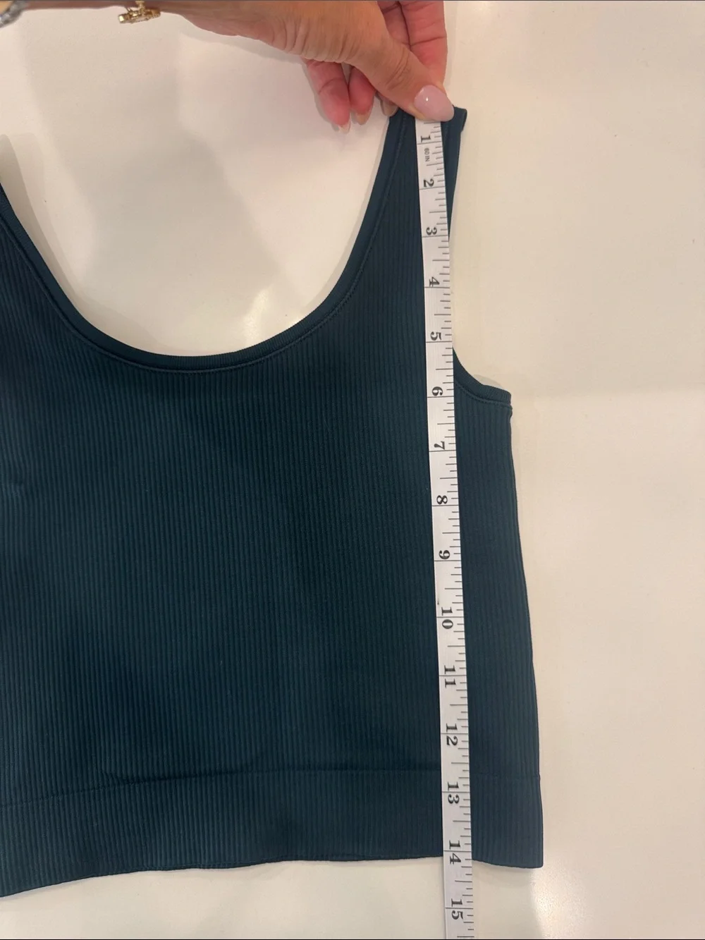 Athleta Girl Dark Green Rise Above Rib Tank ans matching leggings